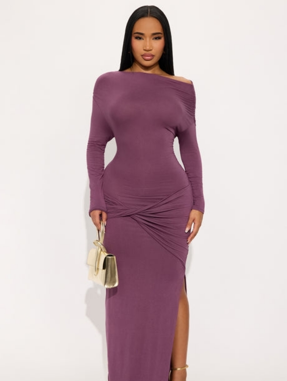 Fashion Nova Bradbury Asymmetrical Maxi Dress M Purple NWT SOLD OUT